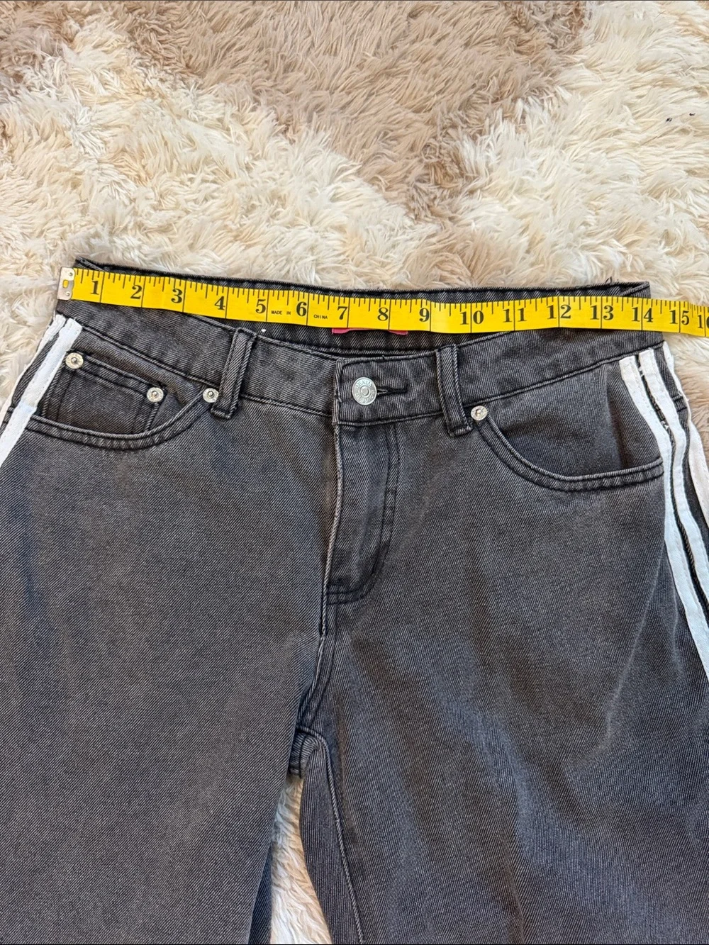 Edikted Black Wide-Leg Jeans with White Side Stripes